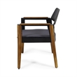 Soyan Outdoor Club Chair Set of 2- Teak Brown Acacia Wood- Blue Fabric