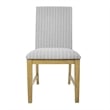 Tim Dining Chair Set of 2- Wood Apron Frame- Gray Striped Polyester