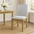 Tim Dining Chair Set of 2- Wood Apron Frame- Gray Striped Polyester