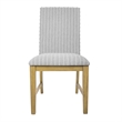 Tim Dining Chair Set of 2- Wood Apron Frame- Gray Striped Polyester
