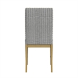 Tim Dining Chair Set of 2- Wood Apron Frame- Gray Striped Polyester