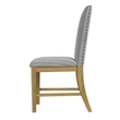 Tim Dining Chair Set of 2- Wood Apron Frame- Gray Striped Polyester