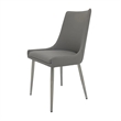 Rusa Dining Chair Set of 2- Gray Faux Leather Upholstery- Silver Legs