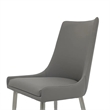 Rusa Dining Chair Set of 2- Gray Faux Leather Upholstery- Silver Legs