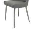 Rusa Dining Chair Set of 2- Gray Faux Leather Upholstery- Silver Legs