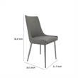 Rusa Dining Chair Set of 2- Gray Faux Leather Upholstery- Silver Legs