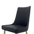 Rusa Dining Chair Set of 2- Black Faux Leather Upholstery- Gold Legs