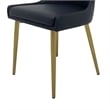 Rusa Dining Chair Set of 2- Black Faux Leather Upholstery- Gold Legs