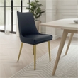 Rusa Dining Chair Set of 2- Black Faux Leather Upholstery- Gold Legs