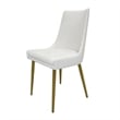Rusa Dining Chair Set of 2- White Faux Leather Upholstery- Gold Legs