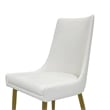 Rusa Dining Chair Set of 2- White Faux Leather Upholstery- Gold Legs
