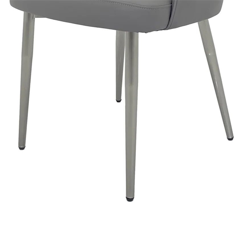 Dining Chair Set of 2- Open Back- Padded Gray Faux Leather- Chrome