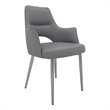 Dining Chair Set of 2- Open Back- Padded Gray Faux Leather- Chrome