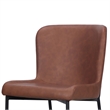 Woxy Set of 2 Dining Chair Cognac Brown Faux Leather- Black Metal Legs