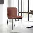 Woxy Set of 2 Dining Chair Cognac Brown Faux Leather- Black Metal Legs