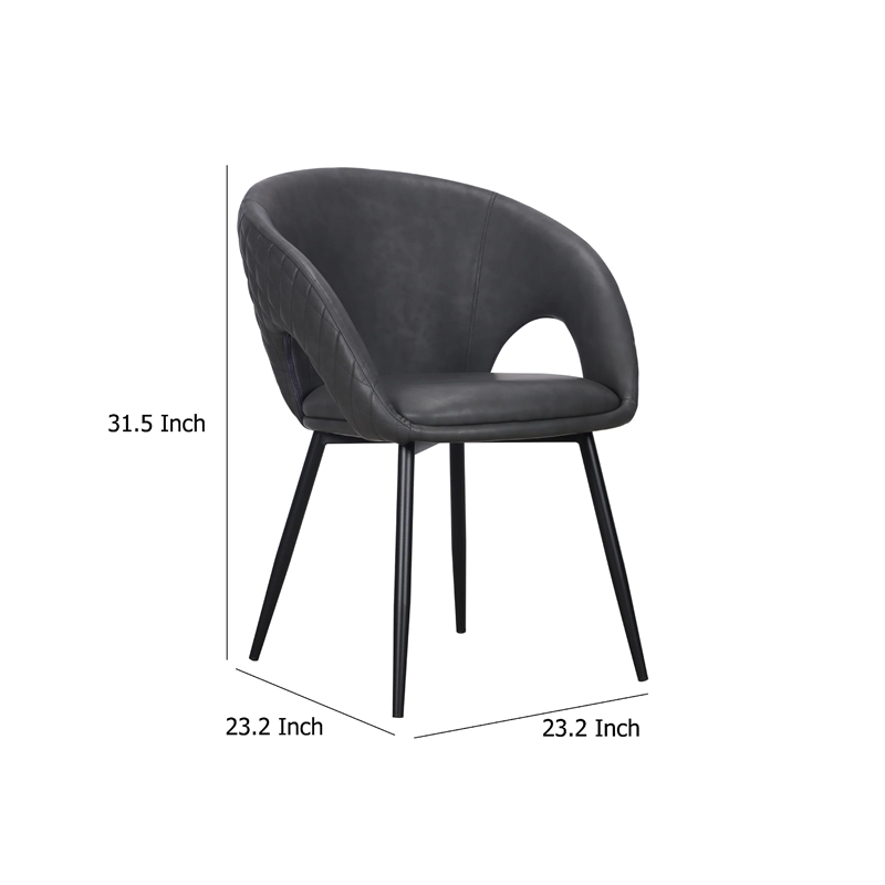 Moxy Dining Chair Set of 4- Dark Gray Faux Leather- Diamond Stitching