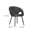 Moxy Dining Chair Set of 4- Dark Gray Faux Leather- Diamond Stitching