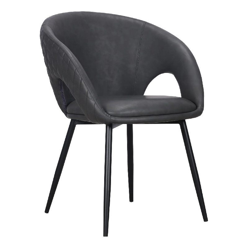 Moxy Dining Chair Set of 4- Dark Gray Faux Leather- Diamond Stitching