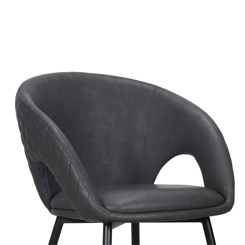 Moxy Dining Chair Set of 4- Dark Gray Faux Leather- Diamond Stitching
