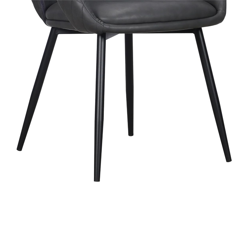 Moxy Dining Chair Set of 4- Dark Gray Faux Leather- Diamond Stitching