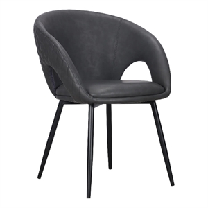 Moxy Dining Chair Set of 4- Dark Gray Faux Leather- Diamond Stitching