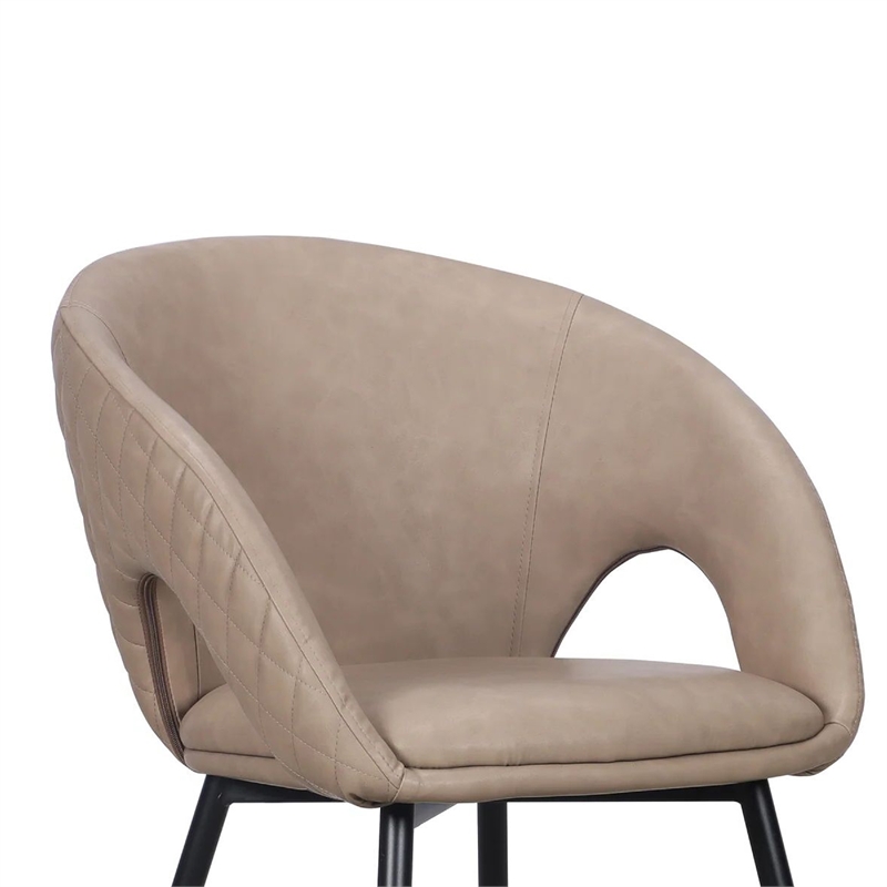 Moxy Dining Chair Set of 4- Light Taupe Faux Leather- Diamond Stitched