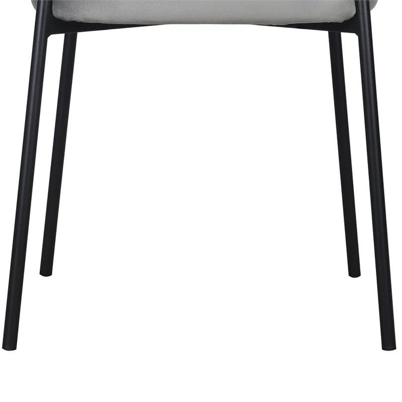 Dining Chair Set of 2- Classic Gray Fabric with Sleek Black Metal Legs