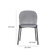 Dining Chair Set of 2- Classic Gray Fabric with Sleek Black Metal Legs
