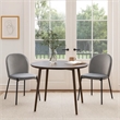 Dining Chair Set of 2- Classic Gray Fabric with Sleek Black Metal Legs