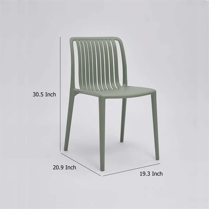 Womu Outdoor Side Chair Set of 4- Moss Green Finish- Slatted Backrest