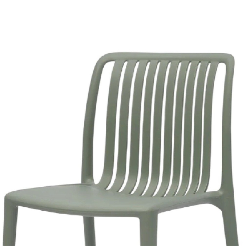 Womu Outdoor Side Chair Set of 4- Moss Green Finish- Slatted Backrest