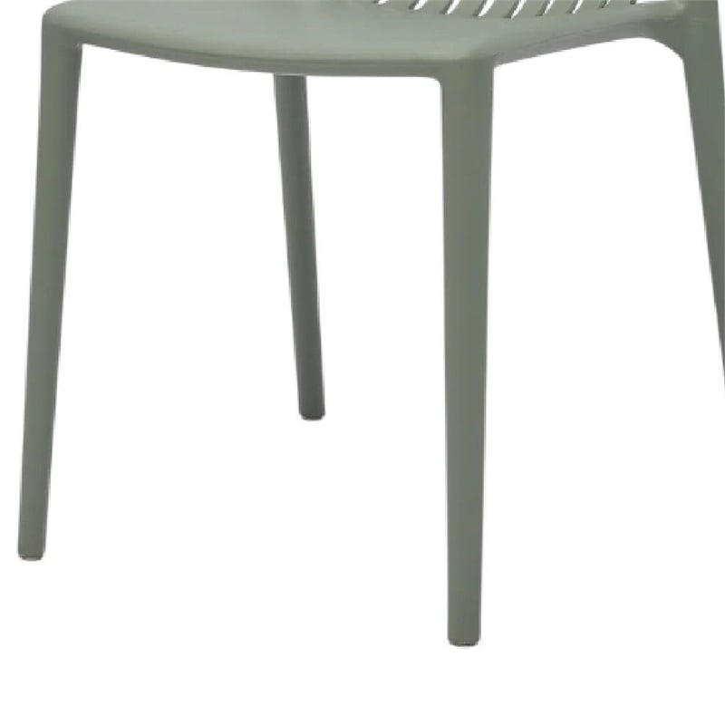 Womu Outdoor Side Chair Set of 4- Moss Green Finish- Slatted Backrest