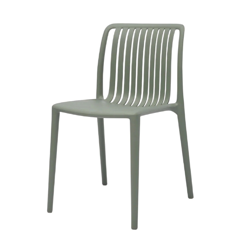 Womu Outdoor Side Chair Set of 4- Moss Green Finish- Slatted Backrest