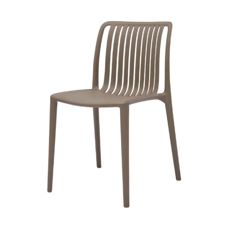 Womu Outdoor Side Chair Set of 4- Brown Finish- Open Slatted Backrest