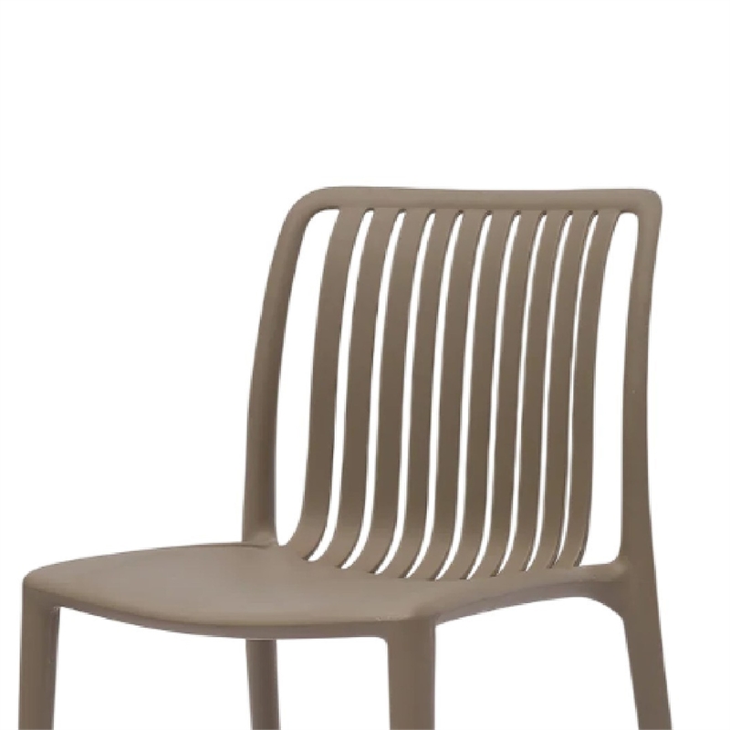 Womu Outdoor Side Chair Set of 4- Brown Finish- Open Slatted Backrest
