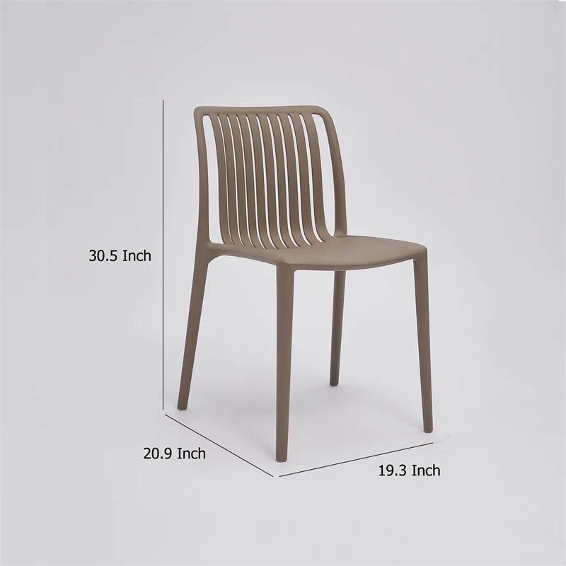 Womu Outdoor Side Chair Set of 4- Brown Finish- Open Slatted Backrest