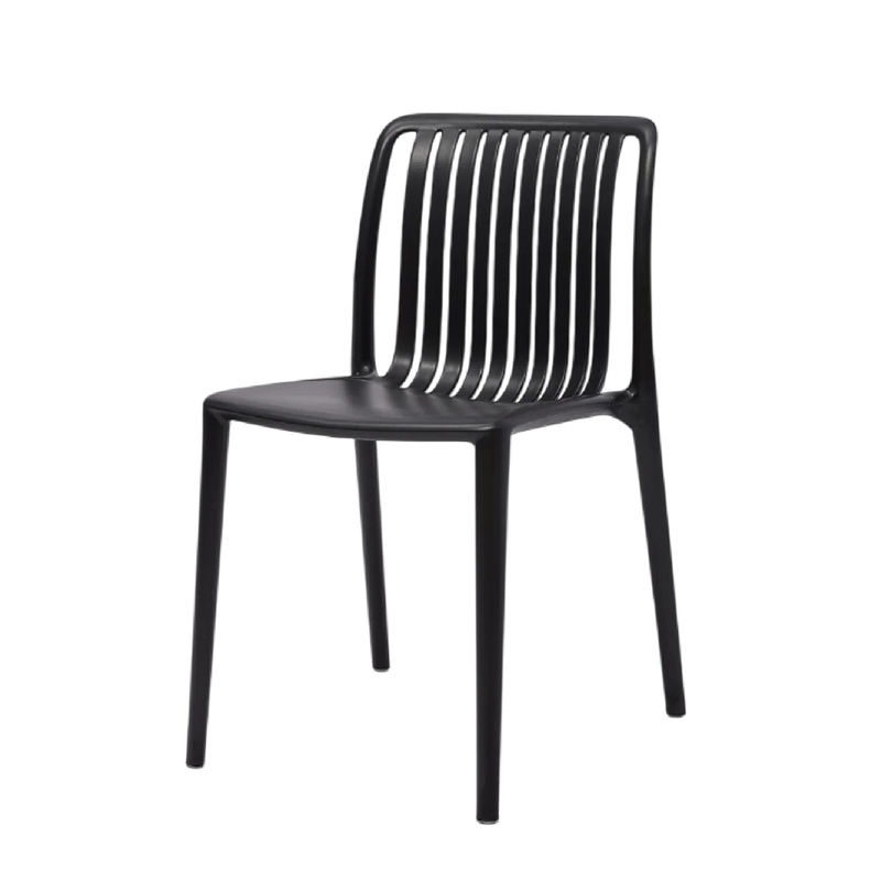 Womu Outdoor Side Chair Set of 4- Black Finish- Open Slatted Backrest