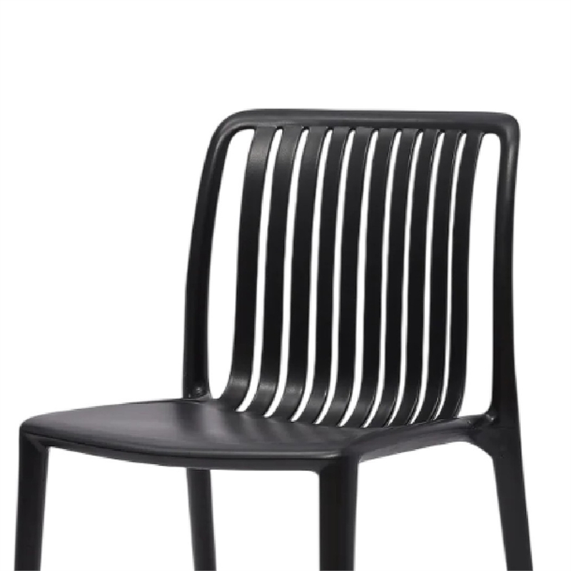 Womu Outdoor Side Chair Set of 4- Black Finish- Open Slatted Backrest