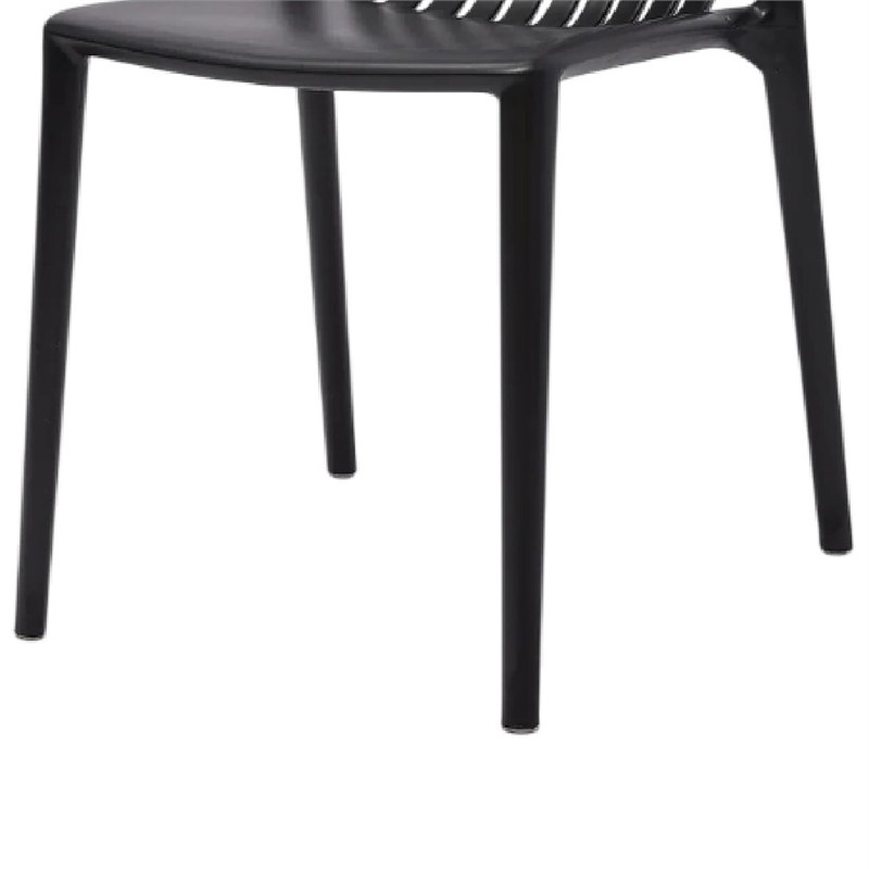 Womu Outdoor Side Chair Set of 4- Black Finish- Open Slatted Backrest