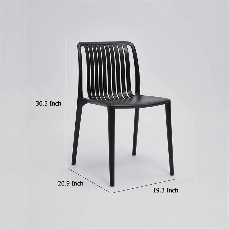 Womu Outdoor Side Chair Set of 4- Black Finish- Open Slatted Backrest