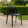 Womu Outdoor Side Chair Set of 4- Black Finish- Open Slatted Backrest