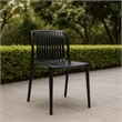 Womu Outdoor Side Chair Set of 4- Black Finish- Open Slatted Backrest