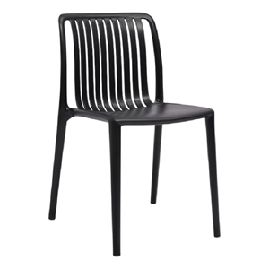 Womu Outdoor Side Chair Set of 4- Black Finish- Open Slatted Backrest