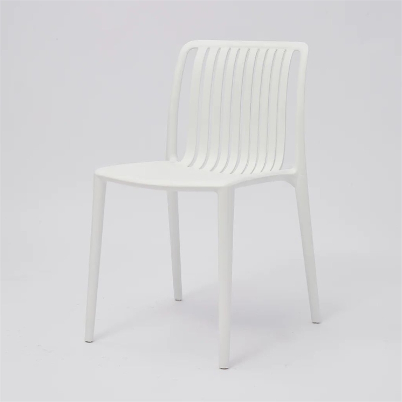 Womu Outdoor Side Chair Set of 4- White Finish- Open Slatted Backrest