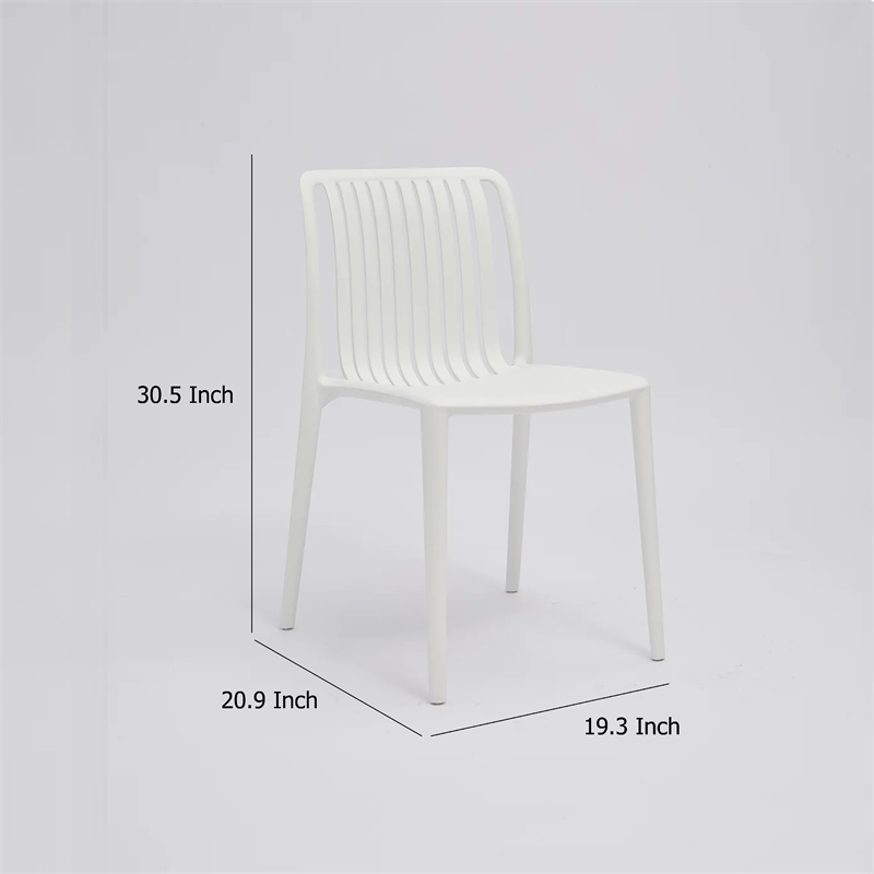 Womu Outdoor Side Chair Set of 4- White Finish- Open Slatted Backrest