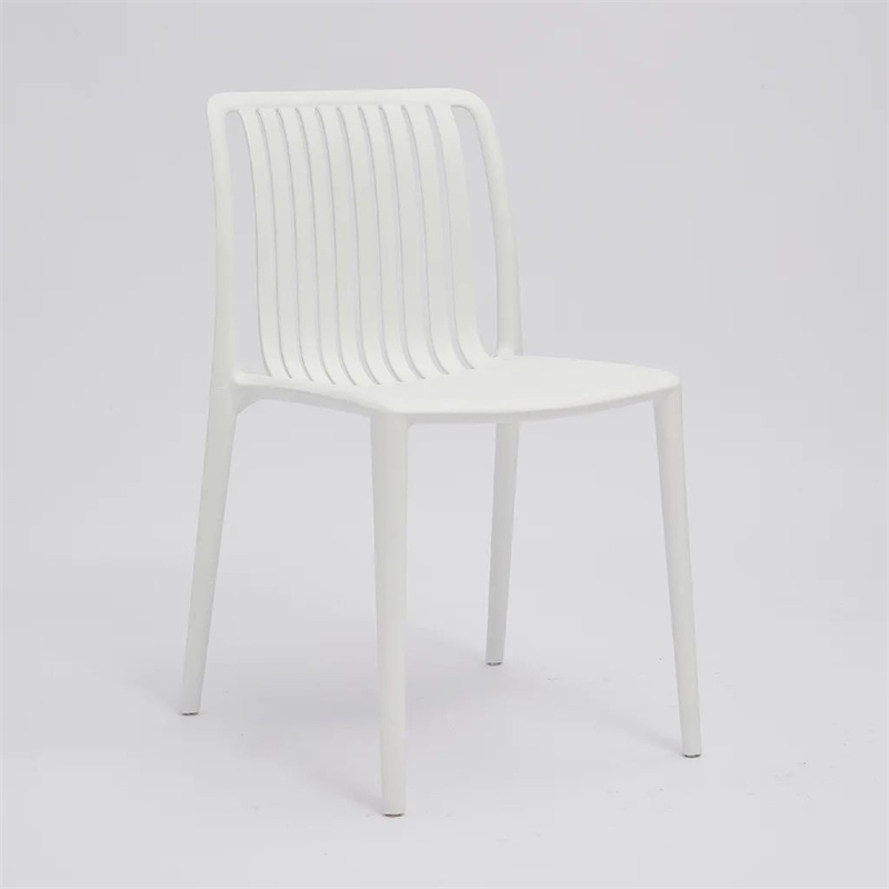 Womu Outdoor Side Chair Set of 4- White Finish- Open Slatted Backrest