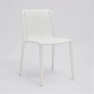 Womu Outdoor Side Chair Set of 4- White Finish- Open Slatted Backrest