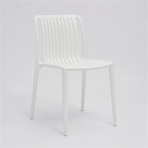 Womu Outdoor Side Chair Set of 4- White Finish- Open Slatted Backrest