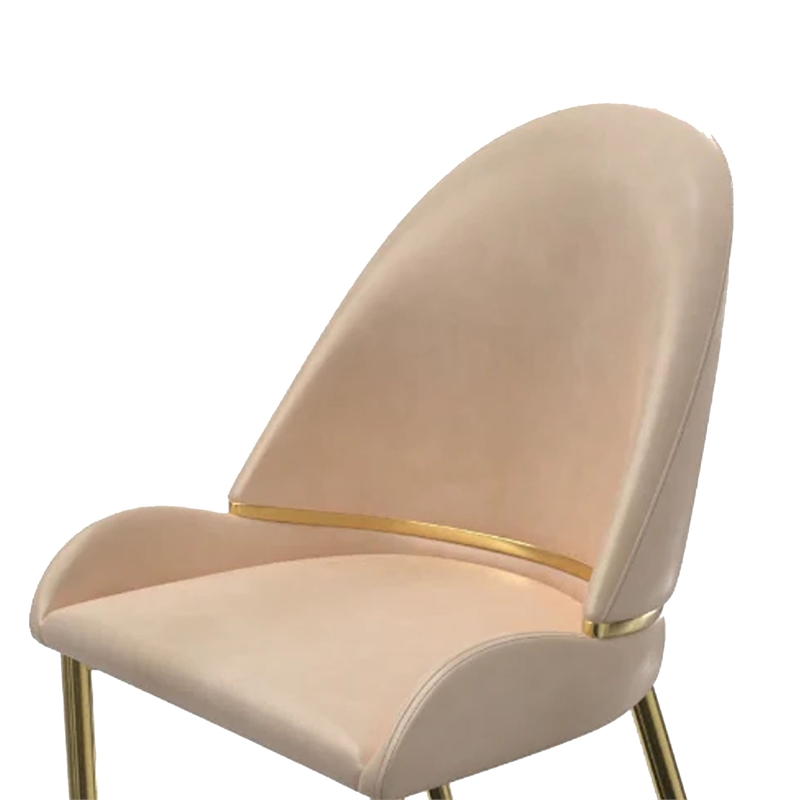 Mior Dining Chair Set of 2- Champagne Faux Leather- Gold Metal Accents
