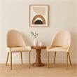 Mior Dining Chair Set of 2- Champagne Faux Leather- Gold Metal Accents